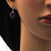Arete Colgante 02.239.0003.7 Rodio Laminado, Diseño de Corazon, con Cristales de Swarovski Amethyst, Pulido, Rodinado