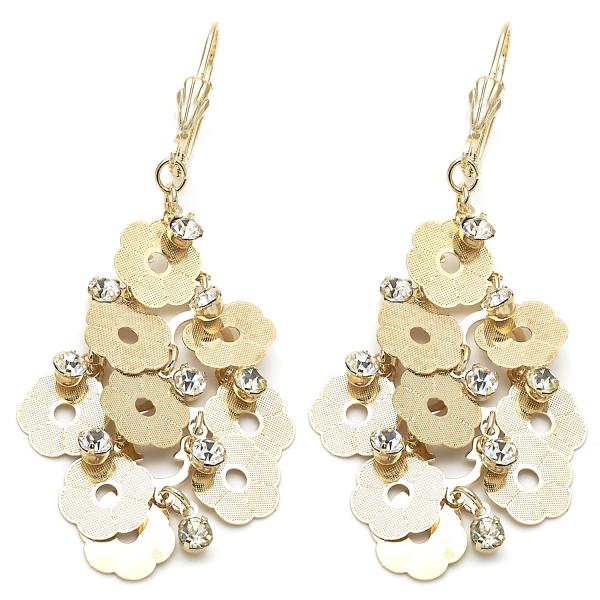 Arete Chandelier 5.080.005 Oro Laminado, Diseño de Flor, con Zirconia Cubica Blanca, Diamantado, Dorado