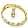 Juego de Aro 13.99.0001.05.09 Oro Laminado, Diseño de Infinito, Diamantado, Dos Tonos