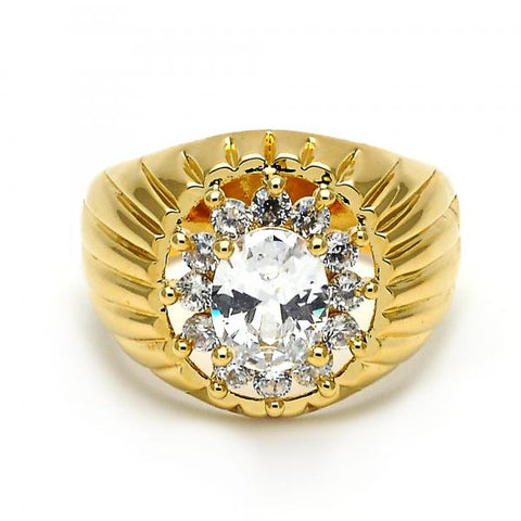 Anillo Multi Piedra 01.155.0031.10 Oro Laminado, Diseño de Flor, con Zirconia Cubica Blanca, Diamantado, Dorado