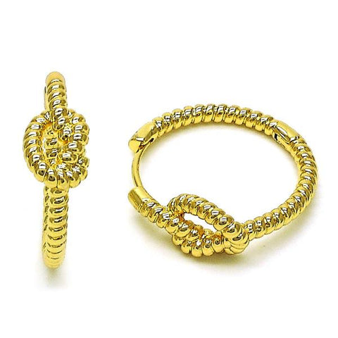 Argolla Huggie 02.195.0218.25 Oro Laminado, Diseño de Nudo, Diamantado, Dorado