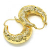 Argolla Mediana 02.170.0225.35 Oro Laminado, Diseño de Espiral y Hueco, Diseño de Espiral, Diamantado, Dorado