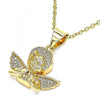 Dije Religioso 05.342.0030 Oro Laminado, Diseño de Angel, con Micro Pave Blanca, Pulido, Dorado