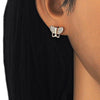 Arete Dormilona 02.336.0113.1 Plata Rodinada, Diseño de Mariposa, con Micro Pave Blanca, Pulido, Oro Rosado