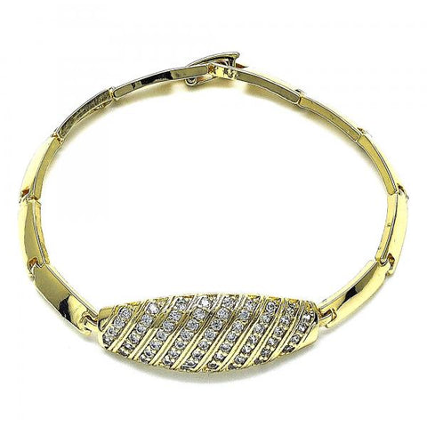 Pulsera Elegante 03.283.0173.07 Oro Laminado, con Micro Pave Blanca, Pulido, Dorado