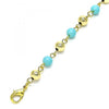 Pulsera Elegante 03.63.2227.1.08 Oro Laminado, Diseño de Bola, con Perla Turquoise, Pulido, Dorado