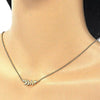 Collares con Dije 04.336.0092.2.16 Plata Rodinada, Diseño de Oja, con Zirconia Cubica Blanca, Pulido, Dorado