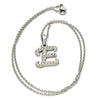 Collares con Dije 04.238.0004.1.18 Acero Inoxidable, Diseño de Iniciales y Rolo, Diseño de Iniciales, con Cristal Blanca, Pulido, Acero