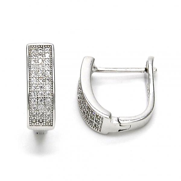 Argolla Huggie 02.175.0046.15 Plata Rodinada, con Micro Pave Blanca, Pulido, Rodinado