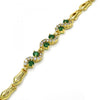 Pulsera Elegante 03.266.0025.3.07 Oro Laminado, Diseño de Infinito, con Zirconia Cubica Verde y Blanca, Pulido, Dorado