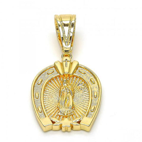Dije Religioso 05.120.0086 Oro Laminado, Diseño de Guadalupe y Flor, Diseño de Guadalupe, Pulido, Dorado