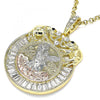 Dije Religioso 05.380.0030.2 Oro Laminado, Diseño de Moneda Centenario y Angel, Diseño de Moneda Centenario, con Cristal Blanca y Negro, Pulido, Tricolor