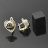 Arete Gancho Frances 5.127.052.1 Oro Laminado, Diseño de Corazon, con Zirconia Cubica Violeta Oscuro, Diamantado, Dorado