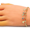 Pulsera de Dije 03.63.2243.07 Oro Laminado, Diseño de Mariposa y Paperclip, Diseño de Mariposa, con Cristal Blanca, Pulido, Dorado