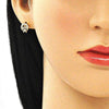 Arete Dormilona 02.210.0466 Oro Laminado, Diseño de Amor y Arco, Diseño de Amor, con Micro Pave Blanca, Pulido, Dorado