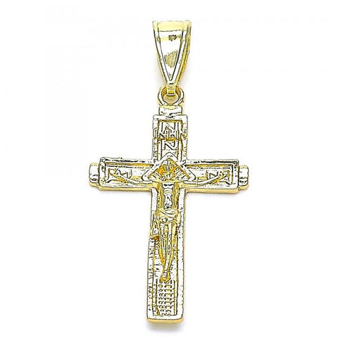 Dije Religioso 05.253.0136 Oro Laminado, Diseño de Crucifijo, Pulido, Dorado