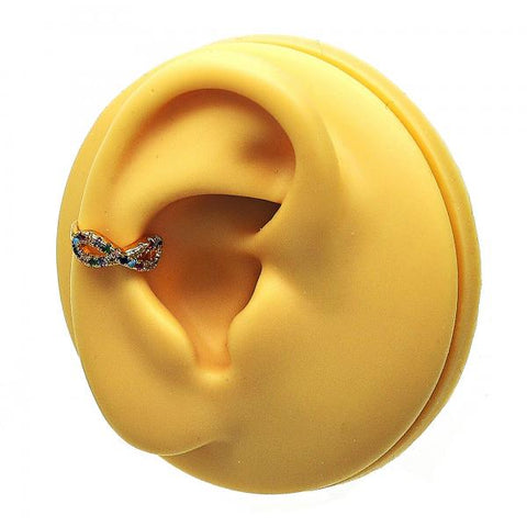 Arete Orejera 02.213.0379 Oro Laminado, Diseño de Infinito, con Micro Pave Multicolor, Pulido, Dorado