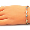 Pulsera Elegante 03.326.0007.3.06 Oro Laminado, Diseño de Ojo Griego y Mano de Dios, Diseño de Ojo Griego, Resinado Turquesa, Dorado