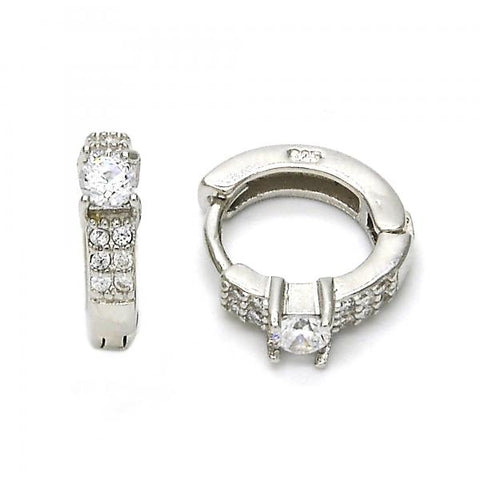 Argolla Huggie 02.175.0084.15 Plata Rodinada, con Zirconia Cubica Blanca y Micro PaveBlanca, Pulido, Rodinado