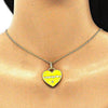 Collares con Dije 04.362.0009.1.20 Oro Laminado, Diseño de Corazon y Mama, Diseño de Corazon, con Zirconia Cubica Blanca y Micro PaveBlanca, Esmaltado Amarillo, Dorado