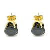 Arete Dormilona 5.128.021.6 Oro Laminado, con Zirconia Cubica Negro, Pulido, Dorado