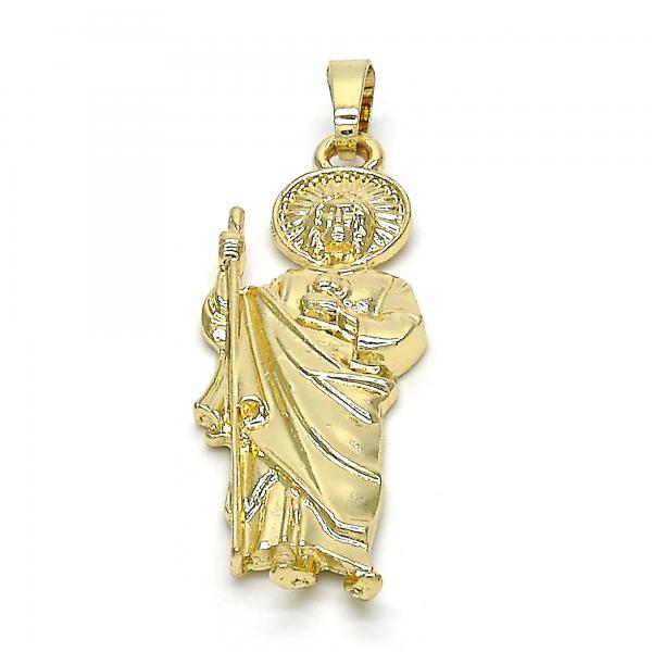 Dije Religioso 05.213.0043 Oro Laminado, Diseño de San Judas, Pulido, Dorado