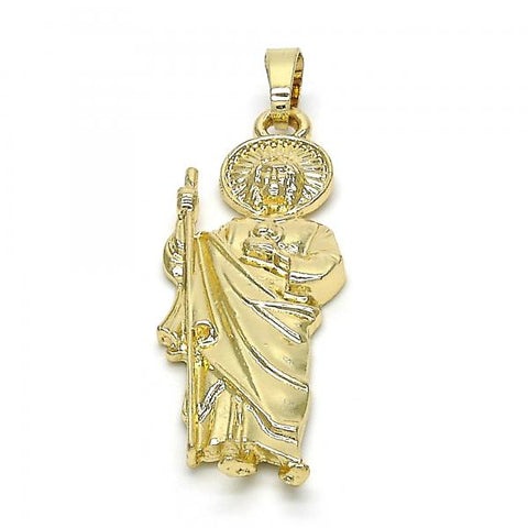 Dije Religioso 05.213.0043 Oro Laminado, Diseño de San Judas, Pulido, Dorado