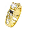 Anillo Multi Piedra 01.99.0047.09 Oro Laminado, con Zirconia Cubica Blanca y Micro PaveBlanca, Pulido, Dorado