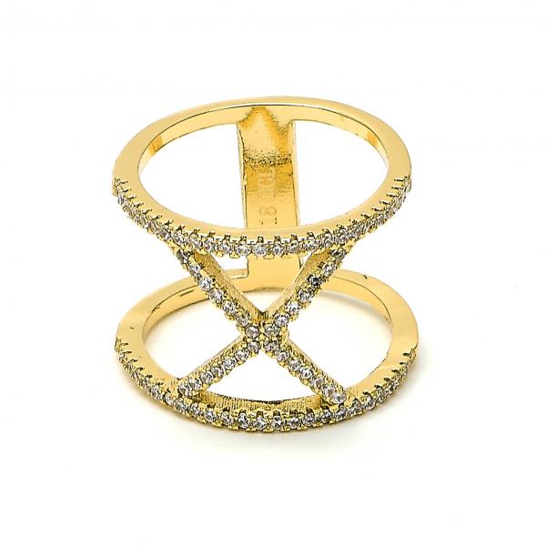 Anillo Multi Piedra 01.166.0031.09 Oro Laminado, con Zirconia Cubica Blanca, Pulido, Dorado