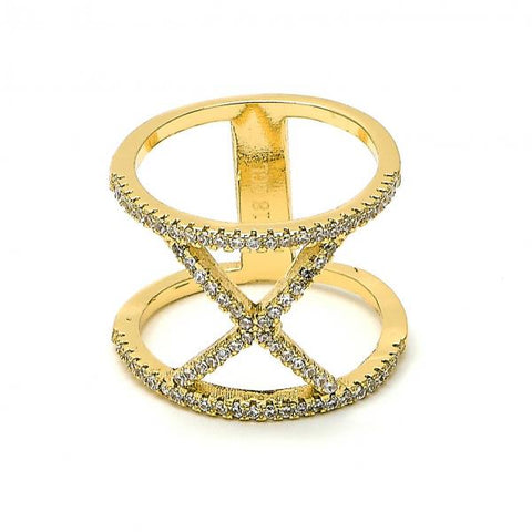 Anillo Multi Piedra 01.166.0031.09 Oro Laminado, con Zirconia Cubica Blanca, Pulido, Dorado