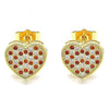 Arete Dormilona 02.94.0080.1 Oro Laminado, Diseño de Corazon, con Micro Pave Granate y Blanca, Pulido, Dorado