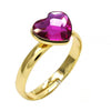 Anillo Multi Piedra 01.239.0002.9 Oro Laminado, Diseño de Corazon, con Cristales de Swarovski Fuchsia, Pulido, Dorado