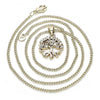 Collares con Dije 04.342.0021.20 Oro Laminado, Diseño de Arbol, con Micro Pave Blanca, Pulido, Dorado