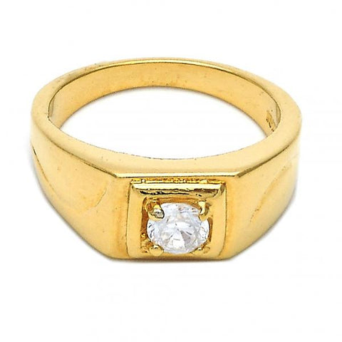 Anillo de Hombre 5.175.029.06 Oro Laminado, Diseño de Solitario, con Zirconia Cubica Blanca, Pulido, Dorado