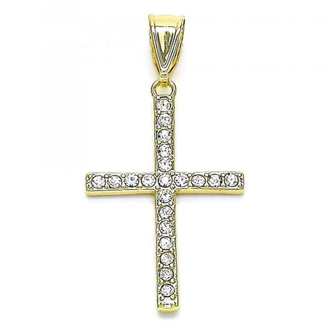 Dije Religioso 05.253.0131 Oro Laminado, Diseño de Cruz, con Cristal Blanca, Pulido, Dorado