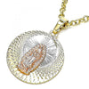 Dije Religioso 05.380.0127 Oro Laminado, Diseño de Guadalupe, Diamantado, Tricolor