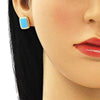 Arete Dormilona 02.213.0193.3 Oro Laminado, Esmaltado Turquesa, Dorado