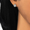 Arete Dormilona 02.186.0150.1 Plata Rodinada, Diseño de Estrella, con Zirconia Cubica Blanca, Pulido, Rodinado