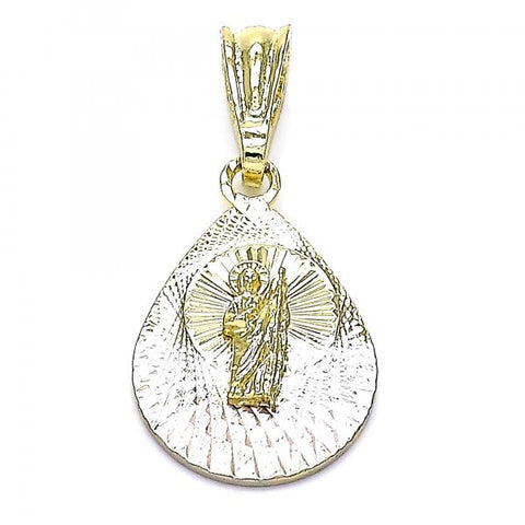 Dije Religioso 05.351.0191 Oro Laminado, Diseño de San Judas y Gota, Diseño de San Judas, Diamantado, Tricolor