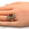 Anillo Multi Piedra 01.266.0010.1.07 Oro Laminado, con Zirconia Cubica Rubi y Blanca, Pulido, Dorado
