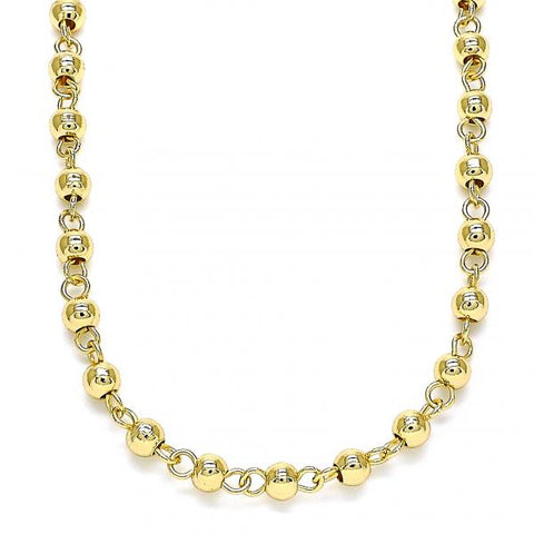 Gargantilla Básica 04.213.0219.18 Oro Laminado, Diseño de Bola, Pulido, Dorado