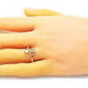 Anillo Multi Piedra 01.284.0072 Oro Laminado, Diseño de Ojo Griego, con Zirconia Cubica Blanca y Micro PaveBlanca, Pulido, Dorado