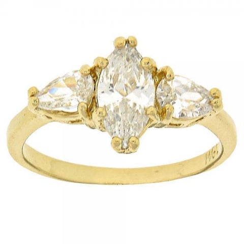 Anillo Multi Piedra 5.167.023.06 Oro Laminado, con Zirconia Cubica Blanca, Pulido, Dorado