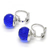 Arete Gancho Frances 02.179.0002.3 Rodio Laminado, con Cristales de Swarovski Capri Blue, Pulido, Rodinado