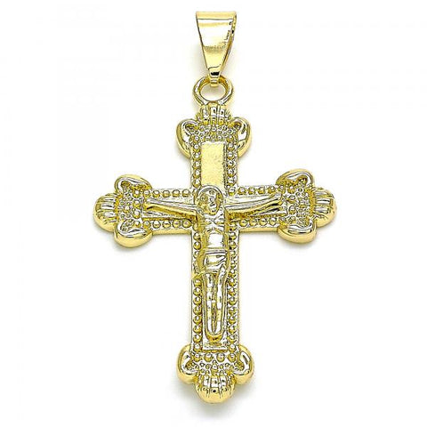 Dije Religioso 05.163.0097 Oro Laminado, Diseño de Crucifijo, Pulido, Dorado