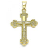 Dije Religioso 05.163.0097 Oro Laminado, Diseño de Crucifijo, Pulido, Dorado