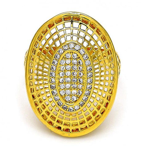 Anillo Multi Piedra 01.118.0025.08 Oro Laminado, con Cristal Blanca, Pulido, Dorado