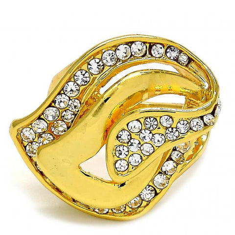 Anillo Multi Piedra 01.241.0005.08 Oro Laminado, con Cristal Blanca, Pulido, Dorado