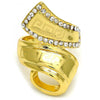 Anillo Multi Piedra 01.241.0028.07 Oro Laminado, Diseño de Llave Griega, con Cristal Blanca, Pulido, Dorado