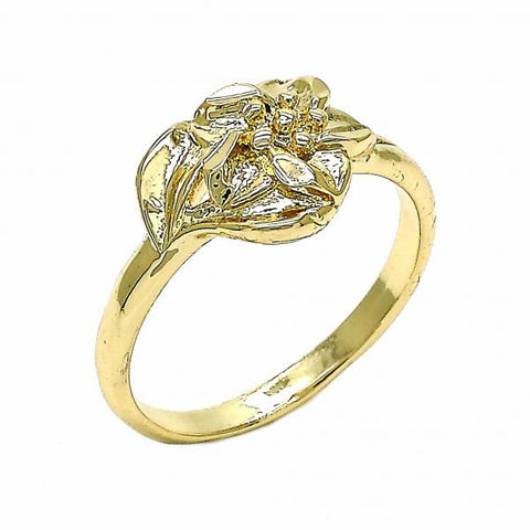 Anillo Elegante 01.233.0002.07 Oro Laminado, Diseño de Flor, Diamantado, Dorado